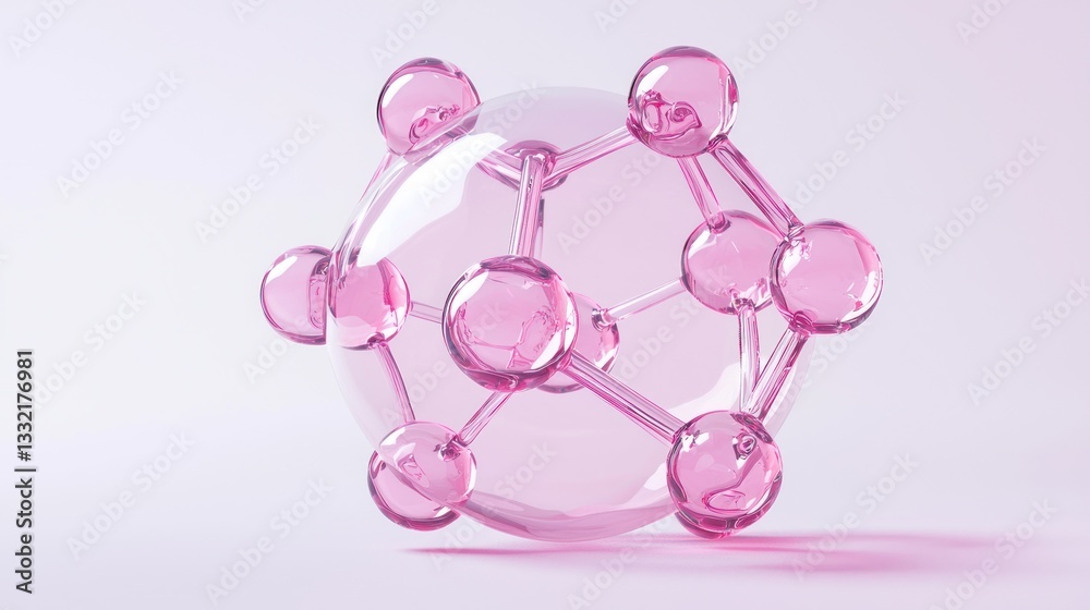 Fototapeta premium 3D Pink Molecule Model