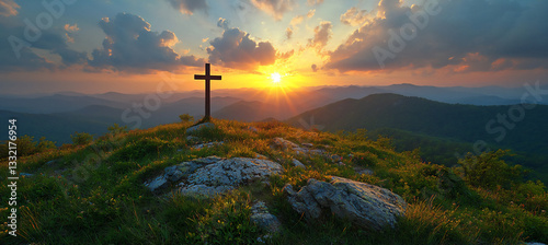  mountain sunrise cross