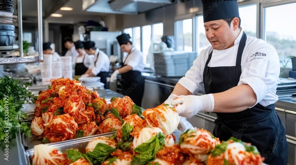 Chef Skillfully Preparing Delicious Dishes in Modern Kitchen Setting Chef Skillfully Preparing Delicious Dishes in Modern Kitchen Setting