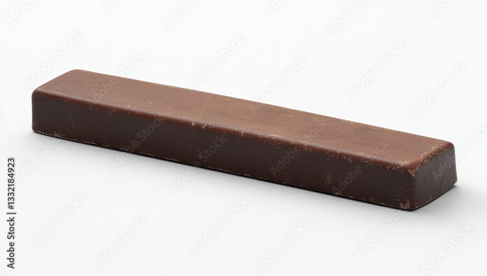 Dark Brown Rectangular Chocolate Bar on White Background Dark Brown Rectangular Chocolate Bar on White Background