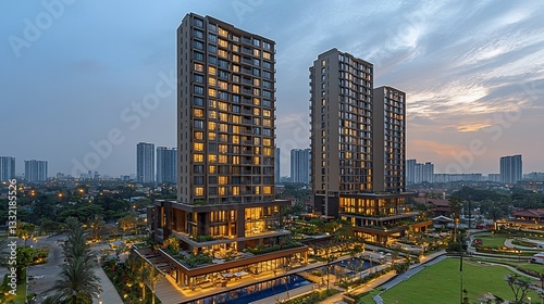 Modern Apartment Towers at Dusk
