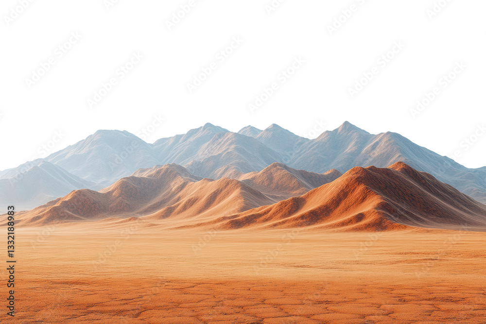 Fototapeta premium Stunning mountain range with vibrant hues of orange and blue under a clear sky, showcasing the beauty of nature's contours and textures.