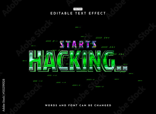 start hacking cyber hack colorful modern retro futuristic chrome text effect