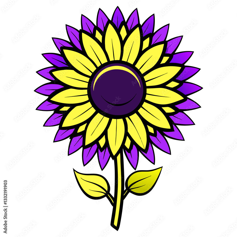 Fototapeta premium colorful sun flower silhouette isolated yellow vector with white background .