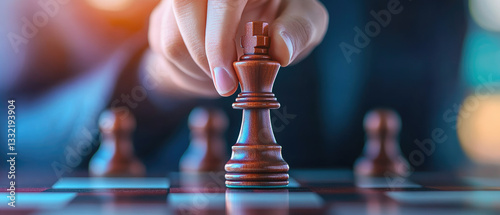 Strategic chess move at a competitive tournament indoor setting action shot focused atmosphere close-up view mind game concept