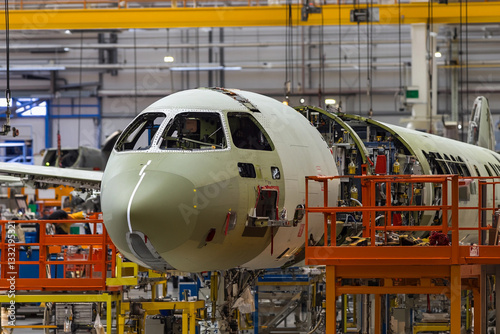 Airplane assembly process in an aerospace manufacturing facility Generative AI
