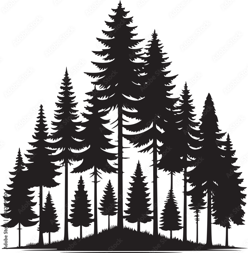 Obraz premium Forest Tree Silhouette Collection
