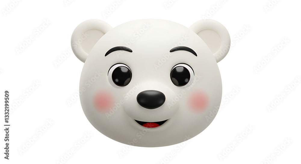 Fototapeta premium Cartoonish Bear Face Isolated with Smiling Expression on White Background