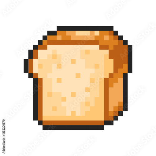 Pixel white wheat bread isolated on transparent background. Pixelated badge, game asset or computer arcade item. Loaf of bread icon. Vector pixel art illustration in 16 bit old style.