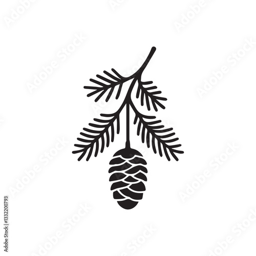 Vintage Pine Cone with Leaf Branch Logo design.