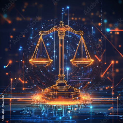 Digital Scales Symbolizing Justice