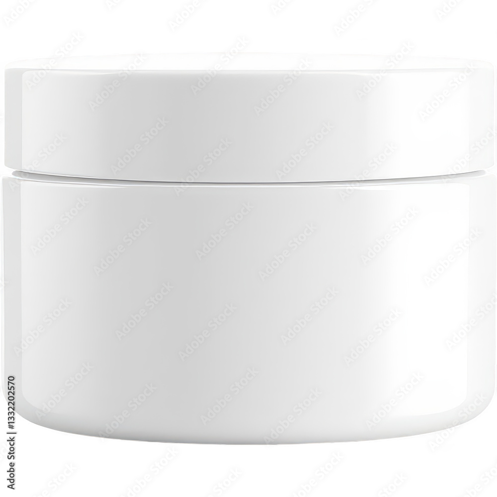 Minimalist White Cosmetic Jar with Closed Lid, Isolated on White Minimalist White Cosmetic Jar with Closed Lid, Isolated on White