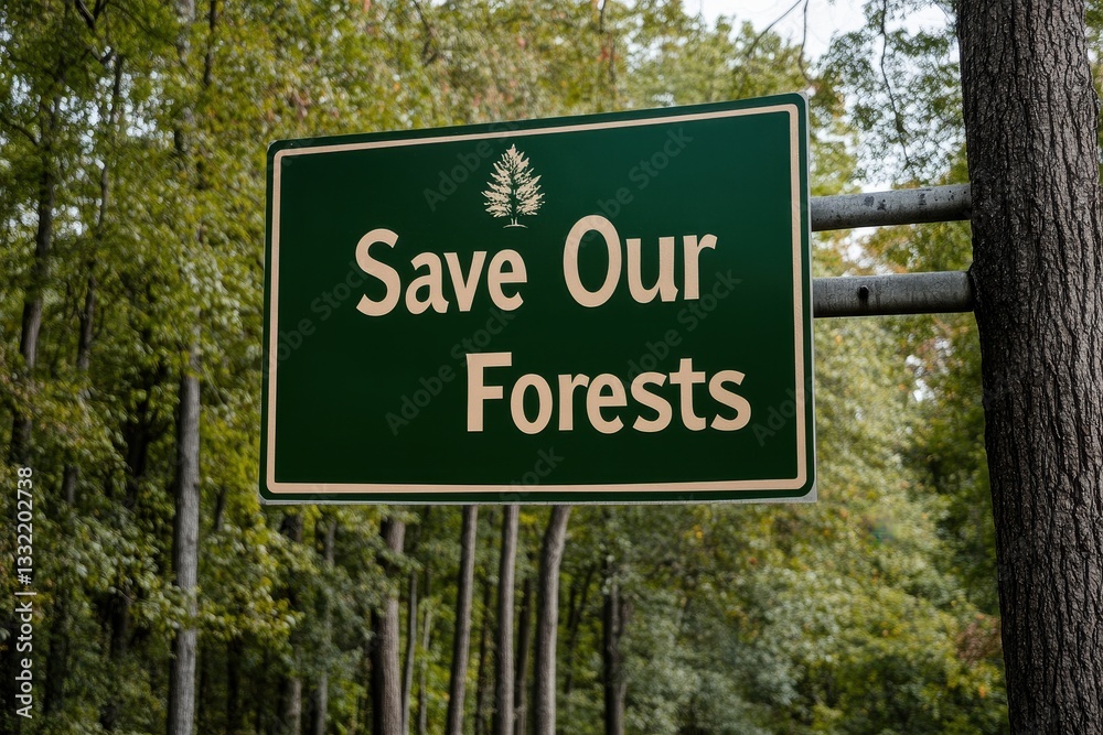 Green Sign Promoting Forest Conservation in Natural Environment Green Sign Promoting Forest Conservation in Natural Environment