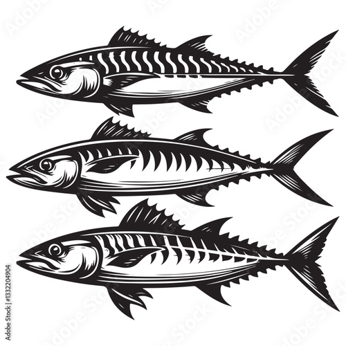 Illustration of fish (mackerel) seafood vector
