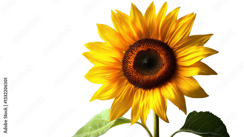 Naklejka premium Sunflower blooming with transparent background showing its beauty and vibrancy