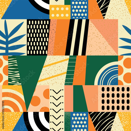 Colorful abstract geometric patterns create vibrant visual interest in modern design