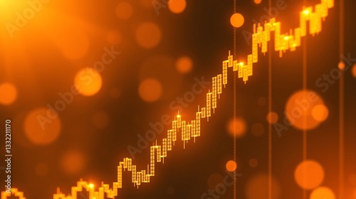 Candlestick Chart Ascending, Financial Growth