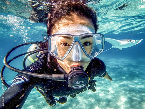 Wallpaper Mural woman in scuba diving mask Torontodigital.ca