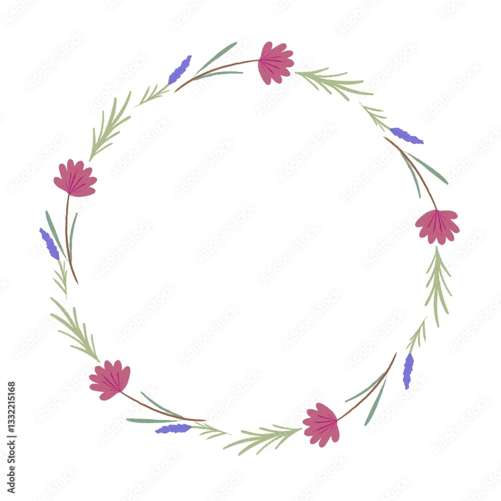 Fototapeta premium circle simple flower frame isolated on a white background