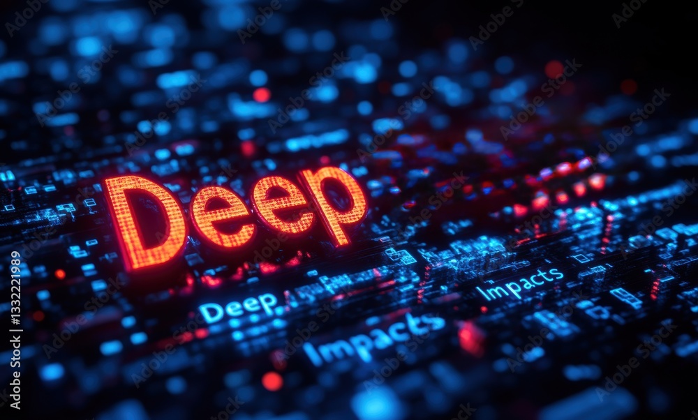 A computer screen with the word DEEP in red letters A computer screen with the word DEEP in red letters