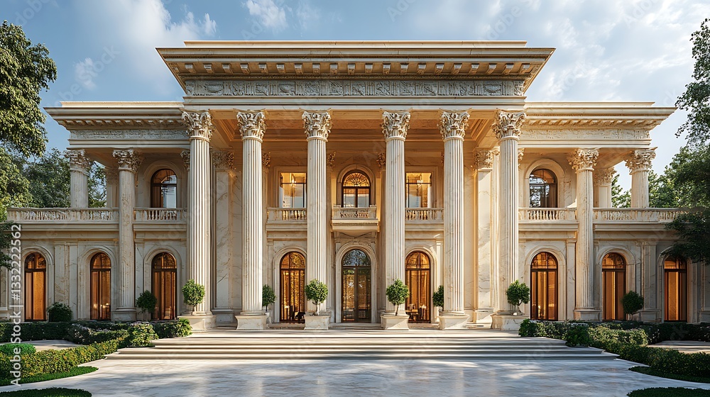 Fototapeta premium Marble Greek Portico Neoclassical Grand Structure high resolution hd art