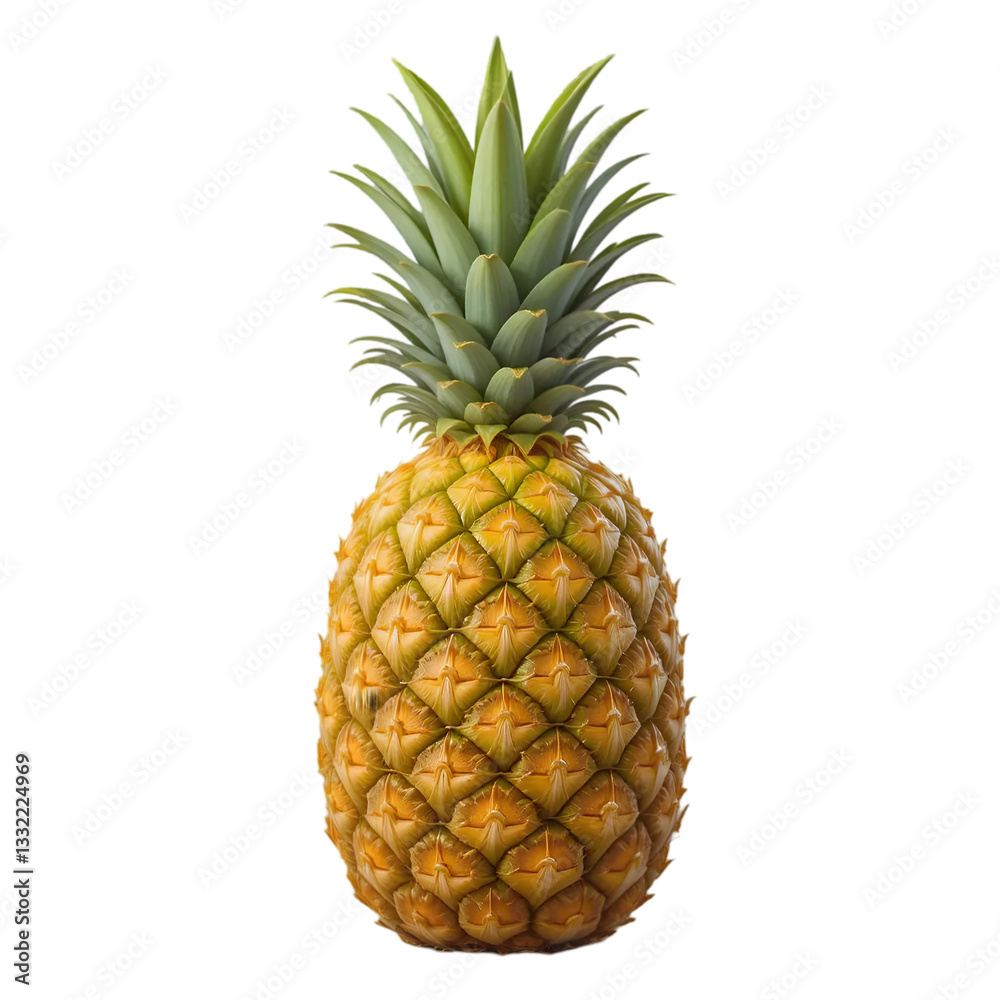 Fresh ripe pineapple isolated on a transparent background