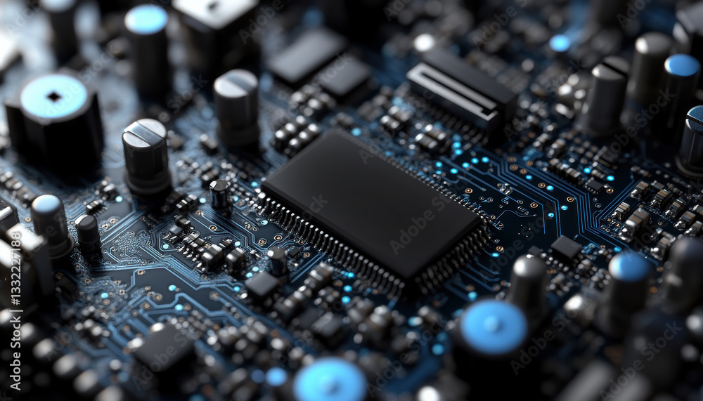 A close up of a computer chip with a lot of lights on it A close up of a computer chip with a lot of lights on it
