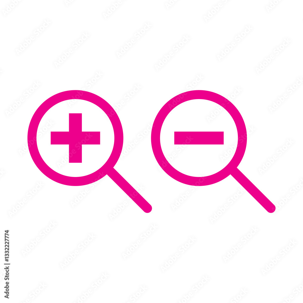 Fototapeta premium plus minus magnifying glass icon