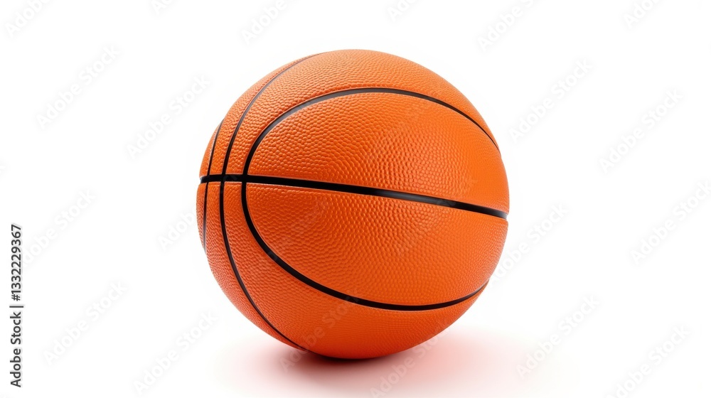 Fototapeta premium High-quality basketball isolated on a white background. Textured orange ball used for professional and recreational play. Ideal sports equipment for games, training, and competitions