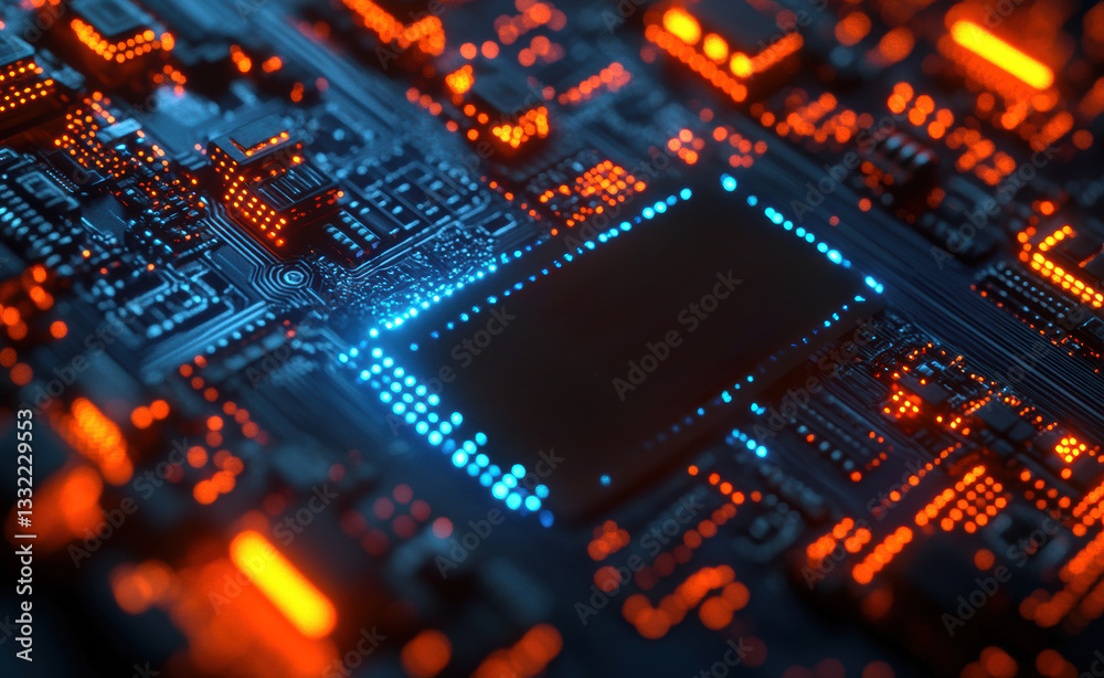 A close up of a computer chip, Concept of technology and innovation A close up of a computer chip, Concept of technology and innovation