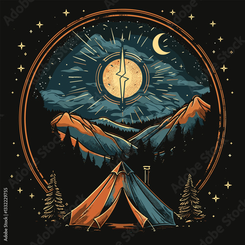 Highking and camping t-shirt design vector.