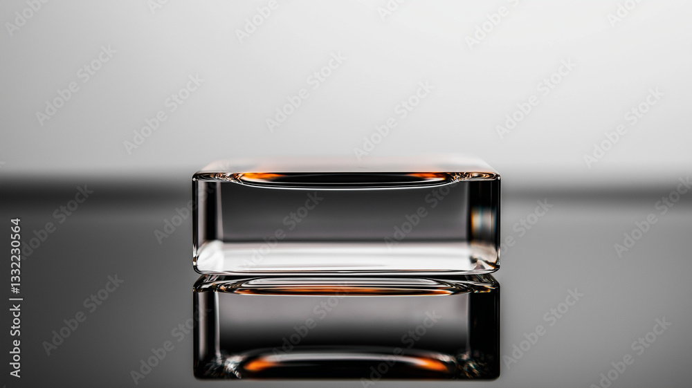 clear glass block with smooth surface reflecting light, showcasing its elegant design and minimalistic style. subtle color adds touch of sophistication clear glass block with smooth surface reflecting light, showcasing its elegant design and minimalistic style. subtle color adds touch of sophistication