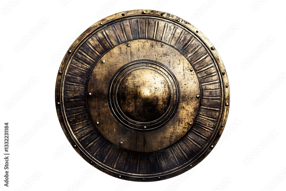 Naklejka premium Greek Hoplite Shield Top View isolated on white background