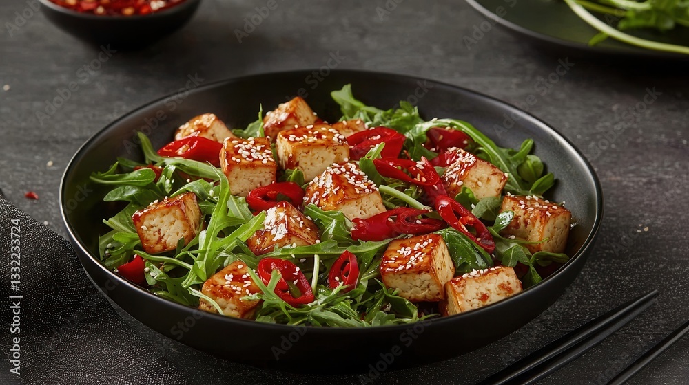 Delicious Sesame Tofu Salad with Spicy Chili Delicious Sesame Tofu Salad with Spicy Chili