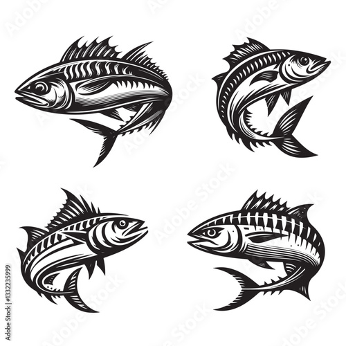 Illustration of fish (mackerel) seafood vector