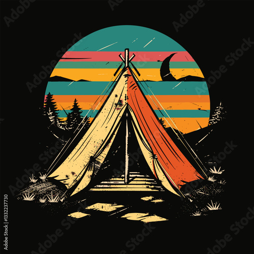 Highking and camping t-shirt design vector.
