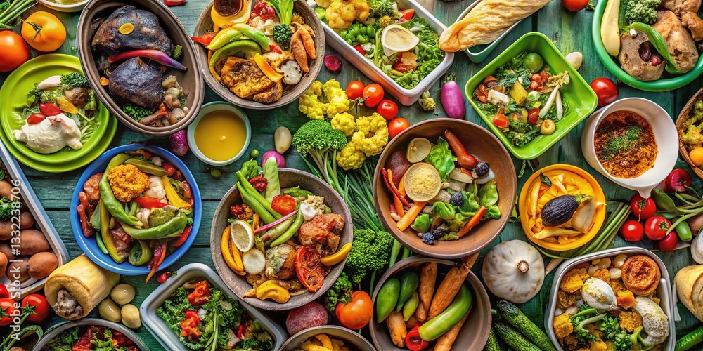 Fototapeta premium Sustainable dining. Waste management images.