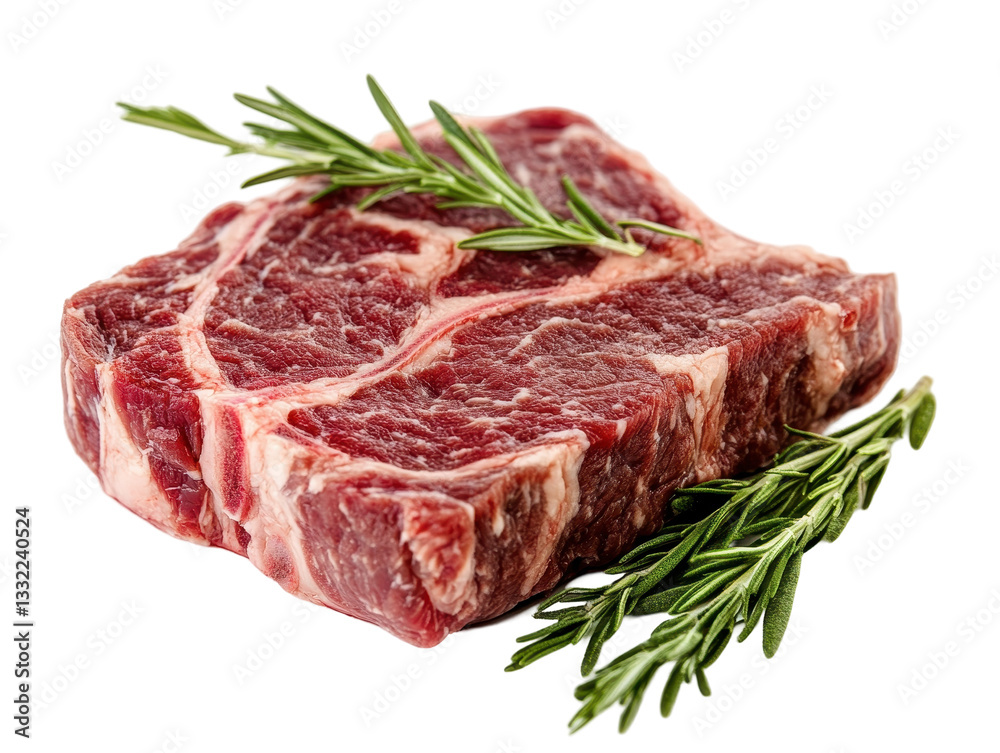 Isolated Raw Beef with Rosemary Isolated Raw Beef with Rosemary