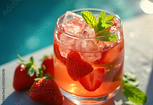 Wallpaper Mural Vibrant Strawberry Mojito with Ice Torontodigital.ca