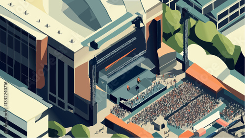 Isometric View of the CMA Music Festival in Nashville .eps