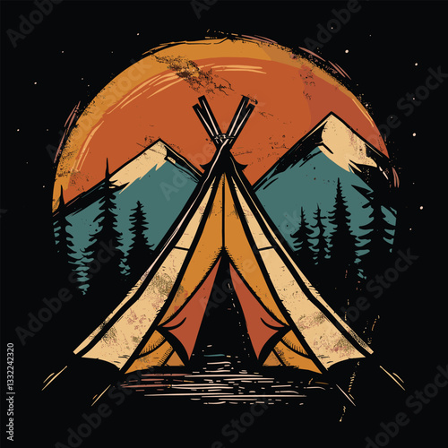 Highking and camping t-shirt design vector.