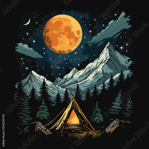 Highking and camping t-shirt design vector.