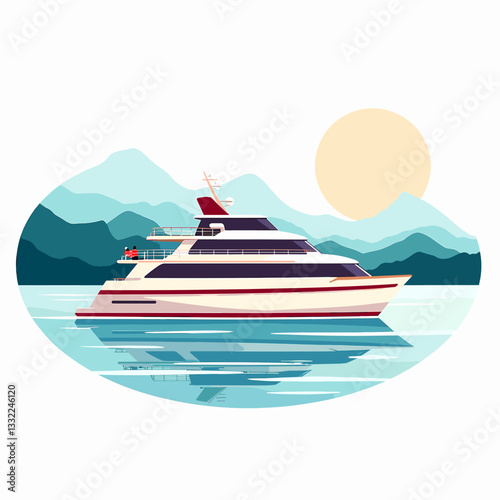Stylish yacht sailing on serene waters, luxury cruise concept