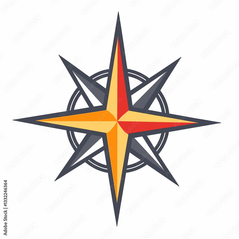 Obraz premium Colorful compass design on white background, guidance and direction