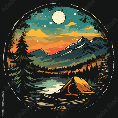 Highking and camping t-shirt design vector.