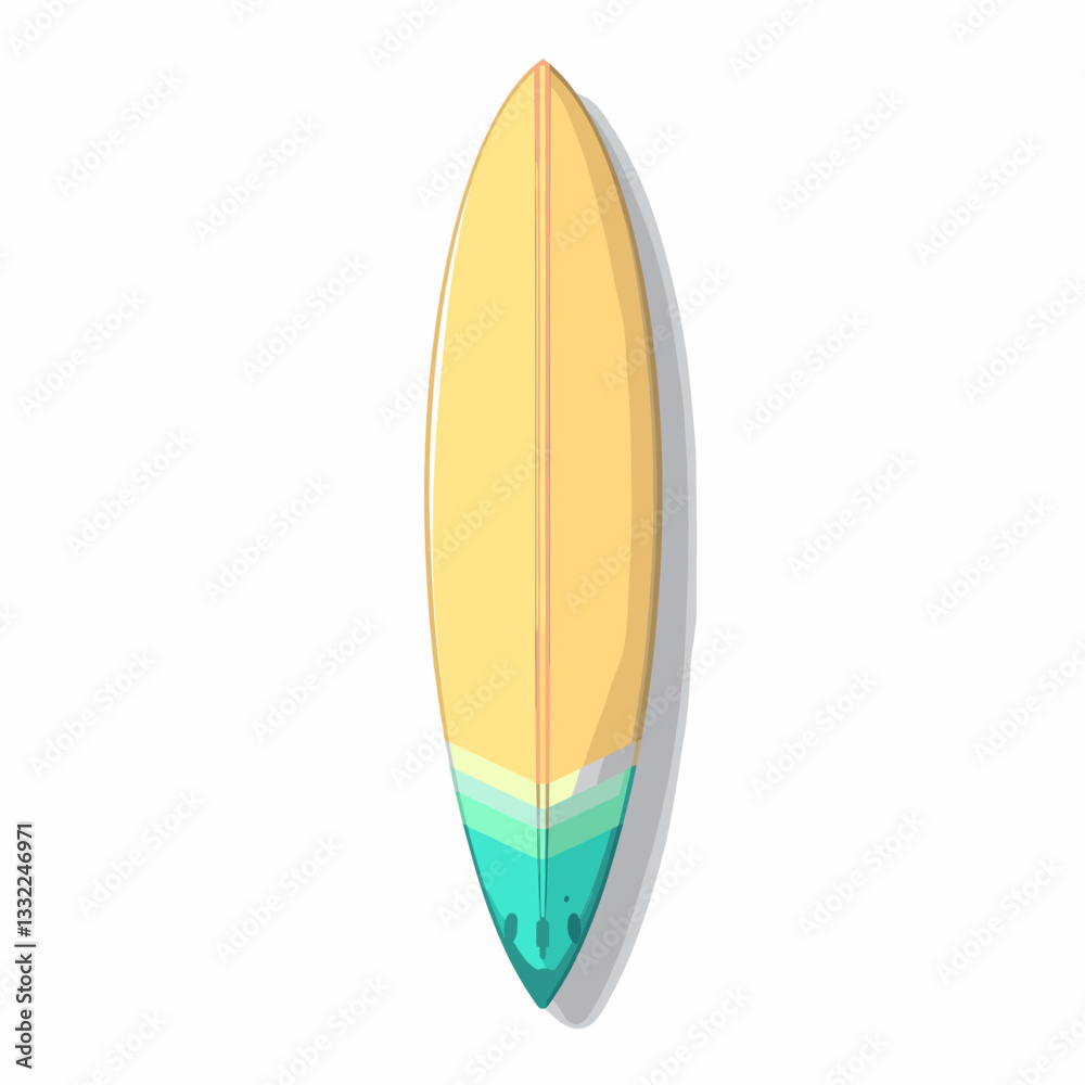 Colorful surfboard illustration on white background, summer vibes Colorful surfboard illustration on white background, summer vibes