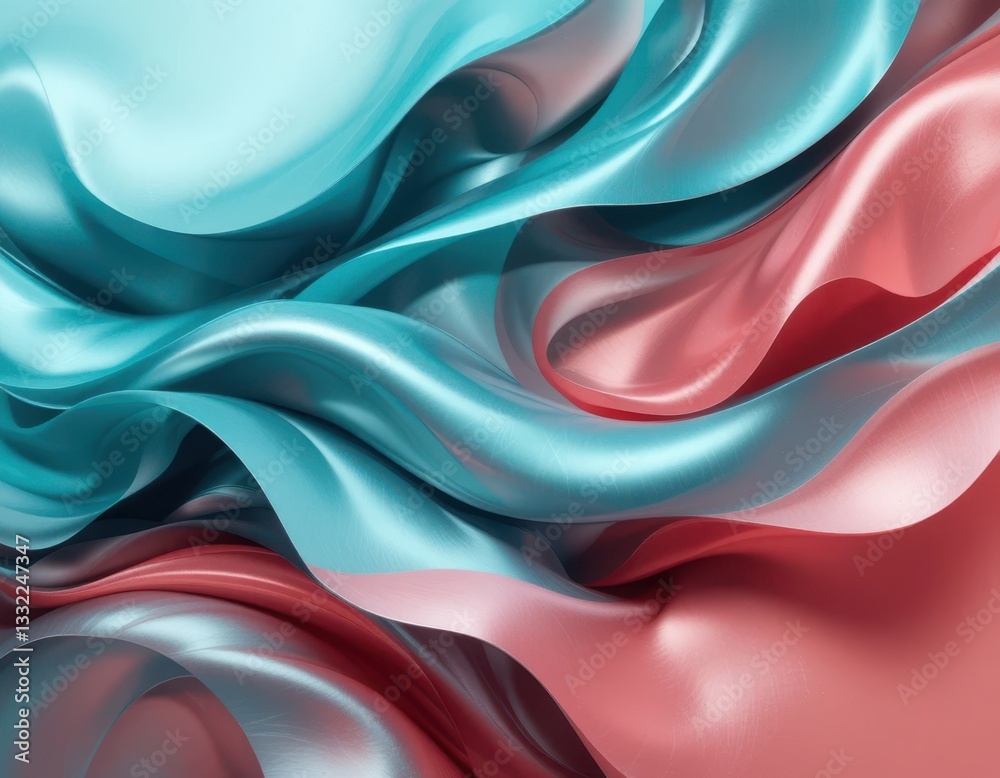 Obraz premium Flowing satin textures abstract art digital design vibrant colors close-up elegance and movement