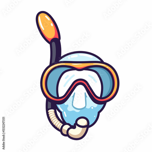Colorful snorkel gear illustration, aquatic adventure concept