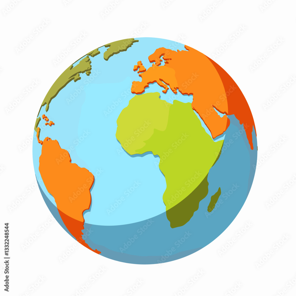 Naklejka premium Colorful 3d globe on white background, global awareness