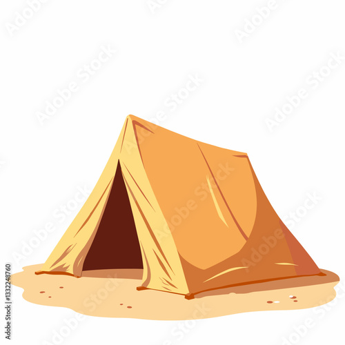 Desert tent in sandy landscape, outdoor adventure concept